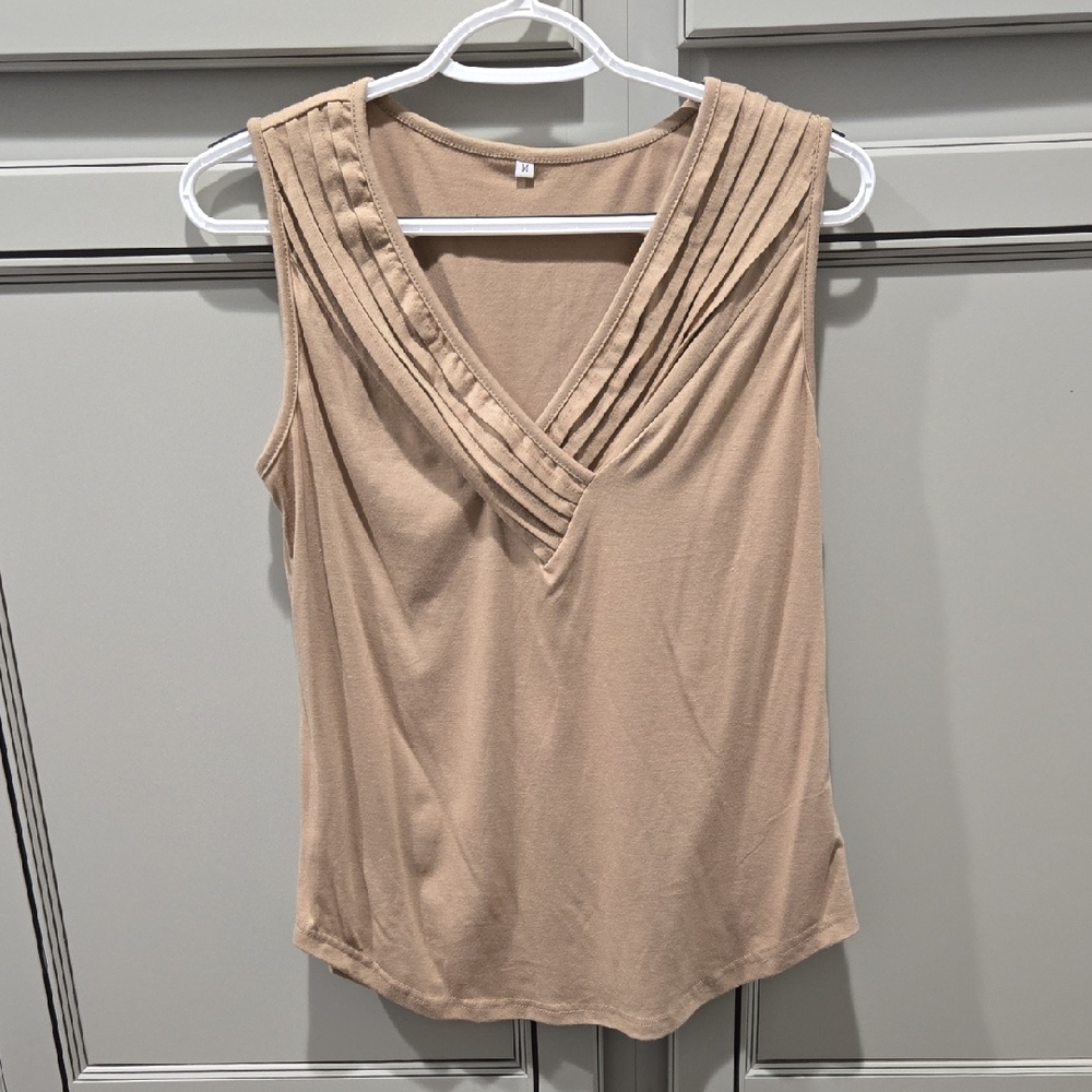 Chic Tan V-Neck Tank Top